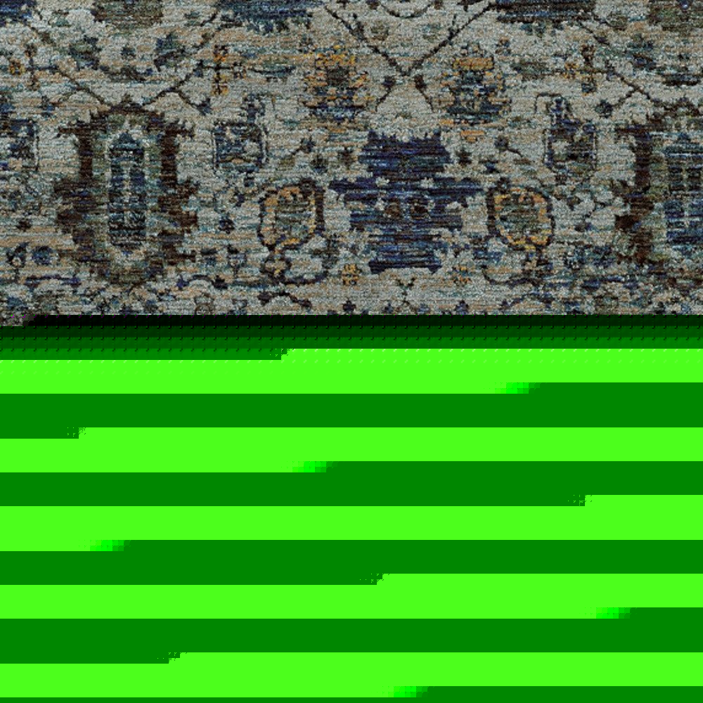 8' X 11' Blue Green Oriental Power Loom Area Rug