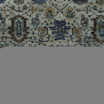 8' X 11' Blue Green Oriental Power Loom Area Rug