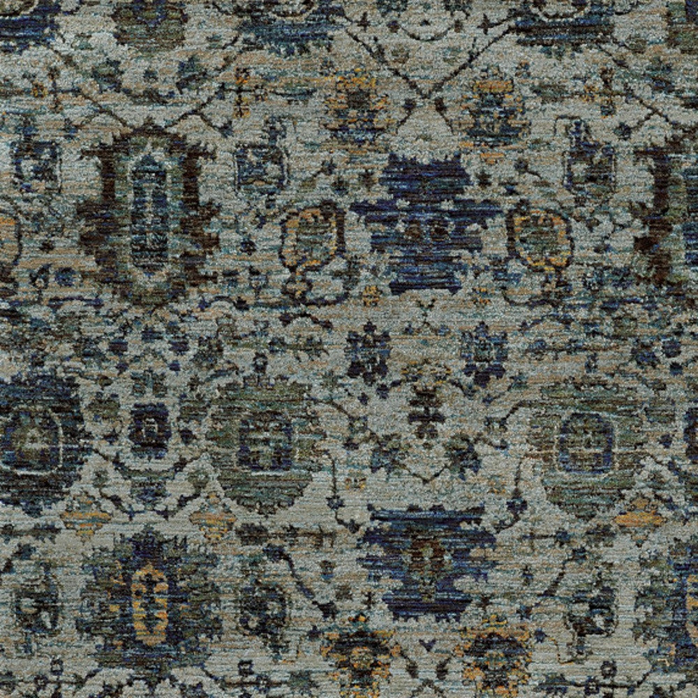 9' X 12' Blue Green Oriental Power Loom Area Rug