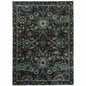 7' X 10' Navy Blue Oriental Power Loom Area Rug