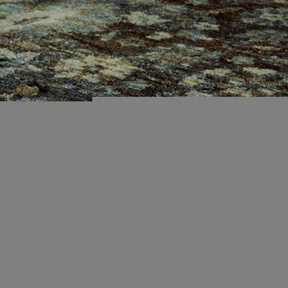 7' X 10' Navy Blue Oriental Power Loom Area Rug