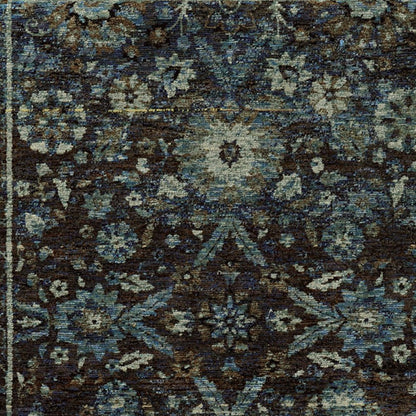 7' X 10' Navy Blue Oriental Power Loom Area Rug