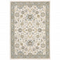 2' X 3' Stone And Ivory Oriental Area Rug