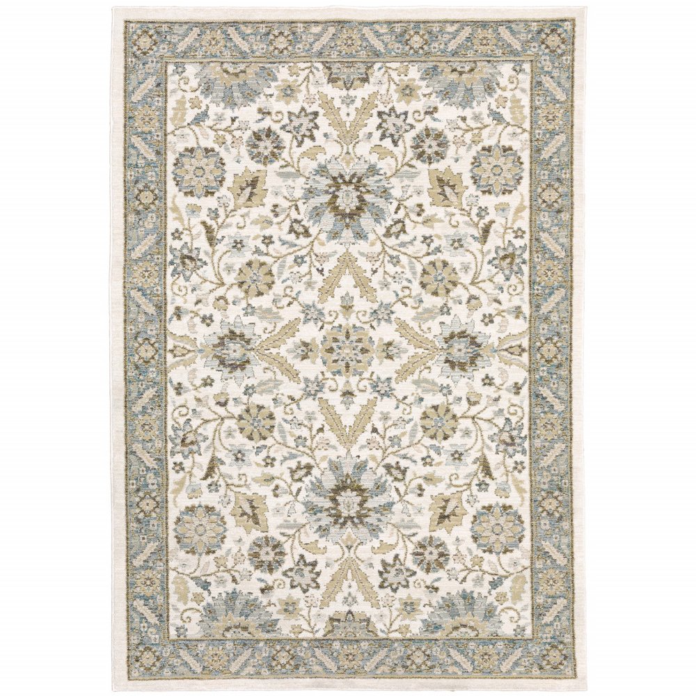 2' X 3' Stone And Ivory Oriental Area Rug