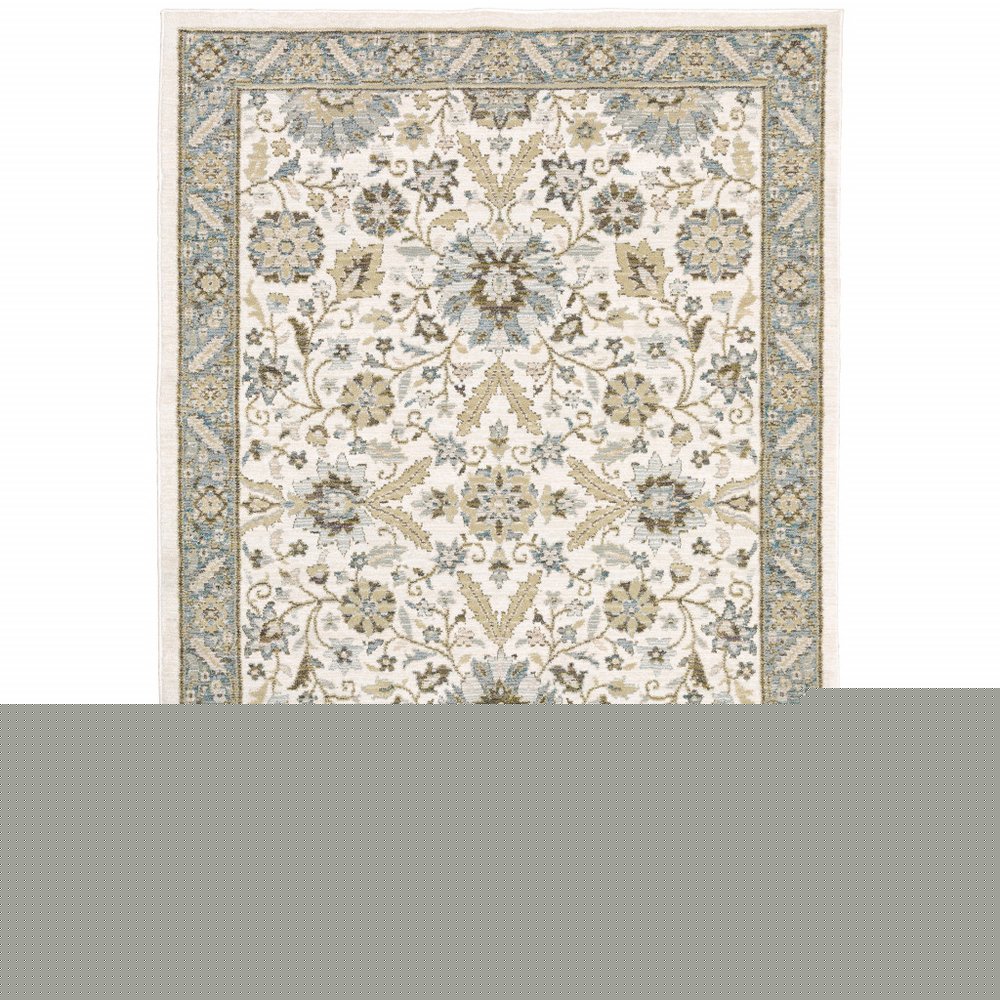 9' X 12' Gray and Ivory Oriental Power Loom Area Rug