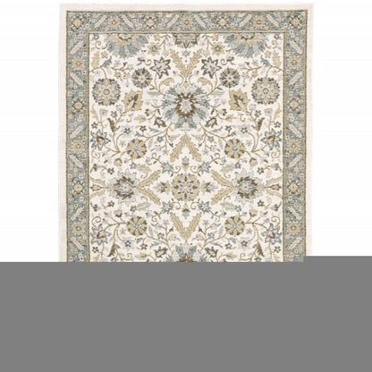 9' X 12' Gray and Ivory Oriental Power Loom Area Rug