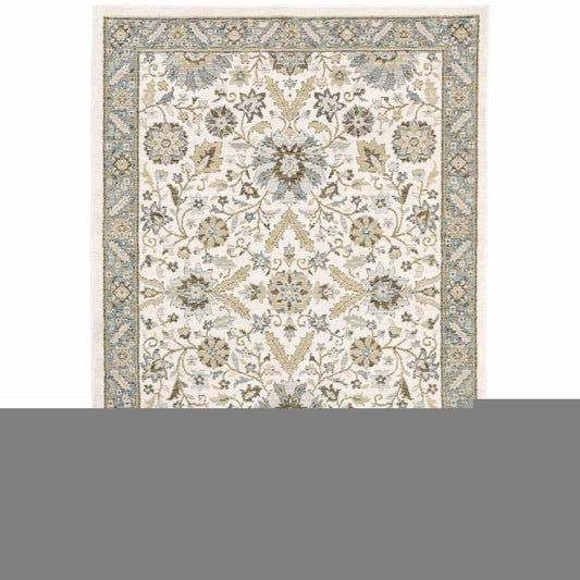 9' X 12' Gray and Ivory Oriental Power Loom Area Rug