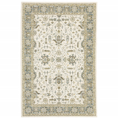 2' X 3' Gray and Ivory Oriental Power Loom Area Rug