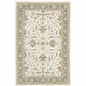 2' X 3' Ivory And Blue Oriental Area Rug