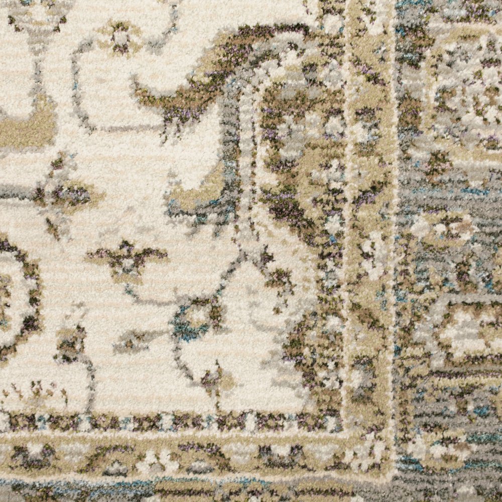 2' X 3' Ivory And Blue Oriental Area Rug