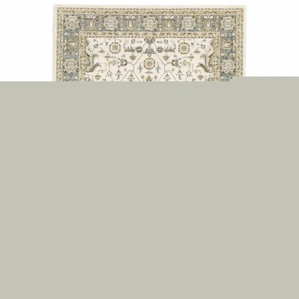 3' X 5' Ivory And Blue Oriental Area Rug
