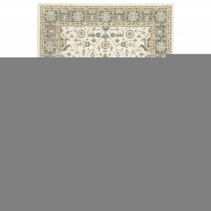 3' X 5' Ivory And Blue Oriental Area Rug