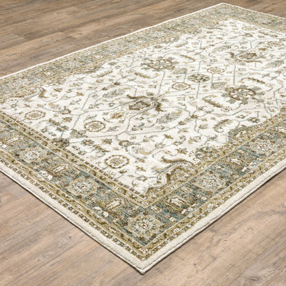 7' X 10' Gray and Ivory Oriental Power Loom Area Rug