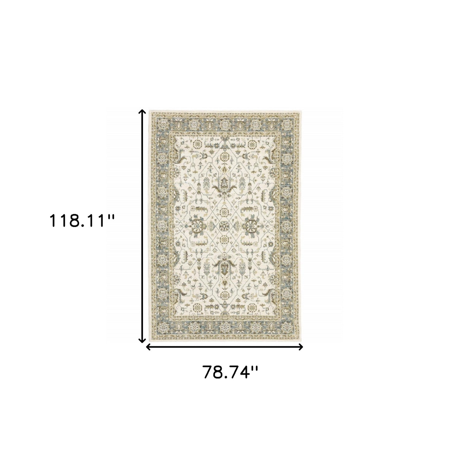 7' X 10' Gray and Ivory Oriental Power Loom Area Rug