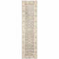 8' Gray And Ivory Oriental Runner Rug
