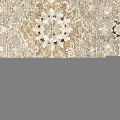 8' Gray And Ivory Oriental Runner Rug