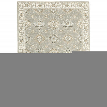 3' X 5' Gray and Ivory Oriental Power Loom Area Rug