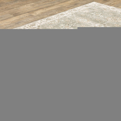 3' X 5' Gray and Ivory Oriental Power Loom Area Rug