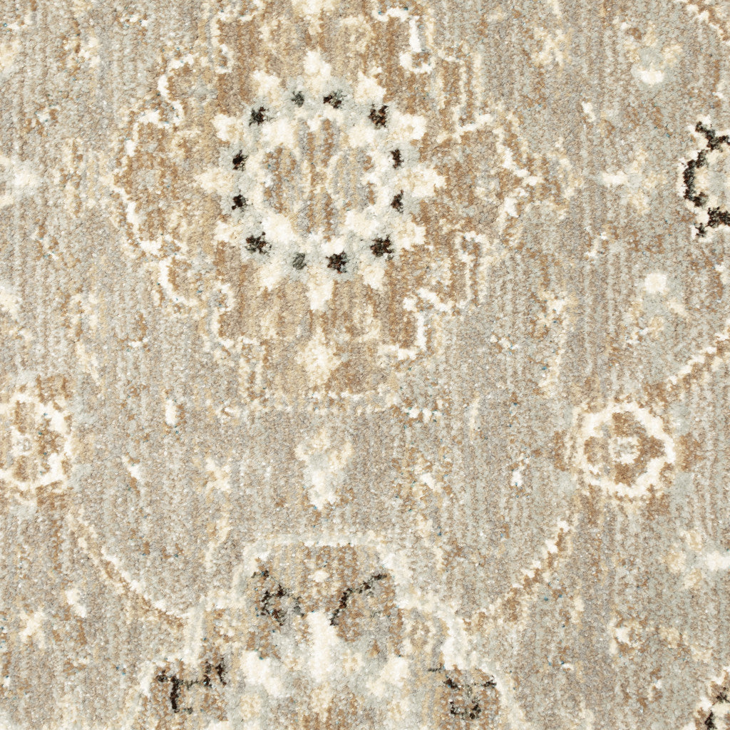 9' X 12' Gray and Ivory Oriental Power Loom Area Rug