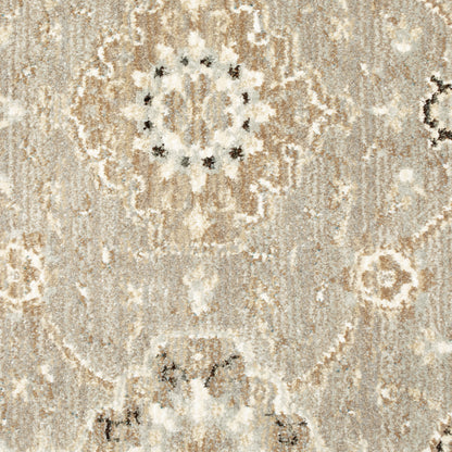 9' X 12' Gray and Ivory Oriental Power Loom Area Rug