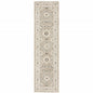 8' Runner Beige and Ivory Oriental Power Loom Runner Rug