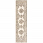 8' Beige And Ivory Oriental Runner Rug