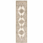 8' Beige And Ivory Oriental Runner Rug