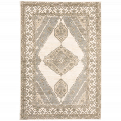 5' X 7' Beige And Ivory Oriental Area Rug