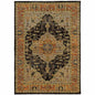 10' X 13' Black and Gold Oriental Power Loom Area Rug
