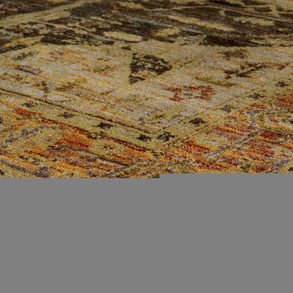8' Black And Gold Oriental Runner Rug
