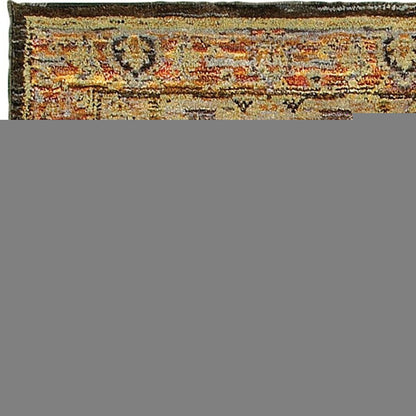 8' Black And Gold Oriental Runner Rug