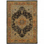 8' X 11' Black and Gold Oriental Power Loom Area Rug
