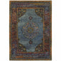 2' X 3' Blue And Beige Oriental Area Rug