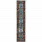 12' Blue And Red Oriental Runner Rug