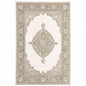 2' X 3' Beige and Ivory Oriental Power Loom Area Rug