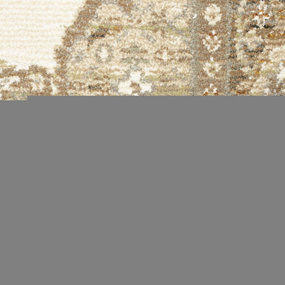 5' X 7' Beige And Ivory Oriental Area Rug