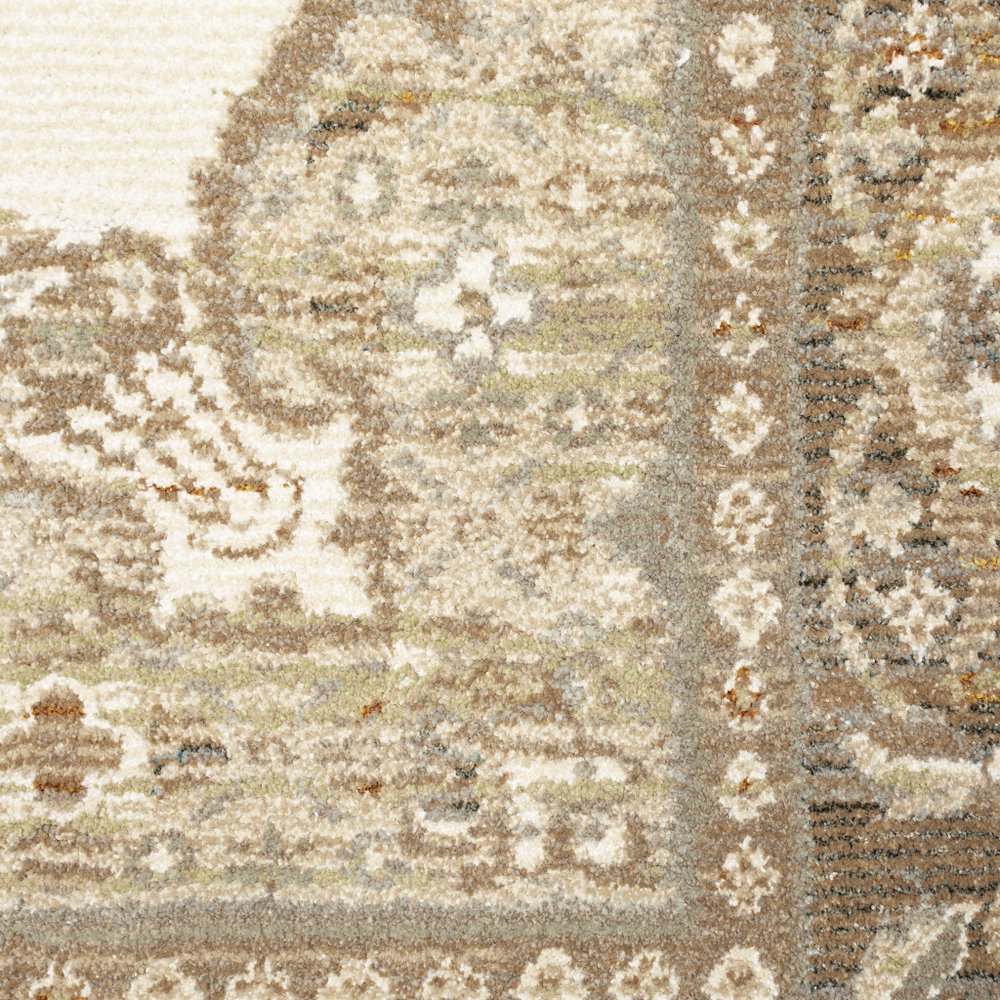 7' X 10' Beige and Ivory Oriental Power Loom Area Rug