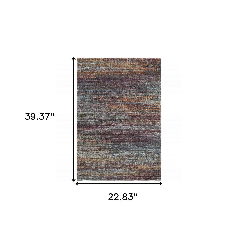 2' X 3' Blue And Gray Abstract Area Rug