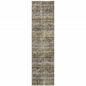 8' Runner Gray and Ivory Abstract Power Loom Runner Rug