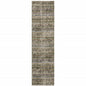 8' Gray And Ivory Abstract Runner Rug