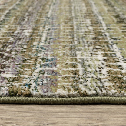 8' Gray And Ivory Abstract Runner Rug