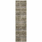 12' Green And Ivory Abstract Runner Rug