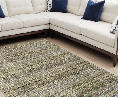 7' X 10' Gray and Ivory Abstract Power Loom Area Rug