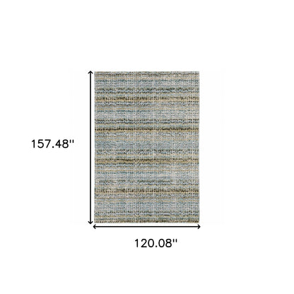 10' X 13' Blue and Ivory Abstract Power Loom Area Rug