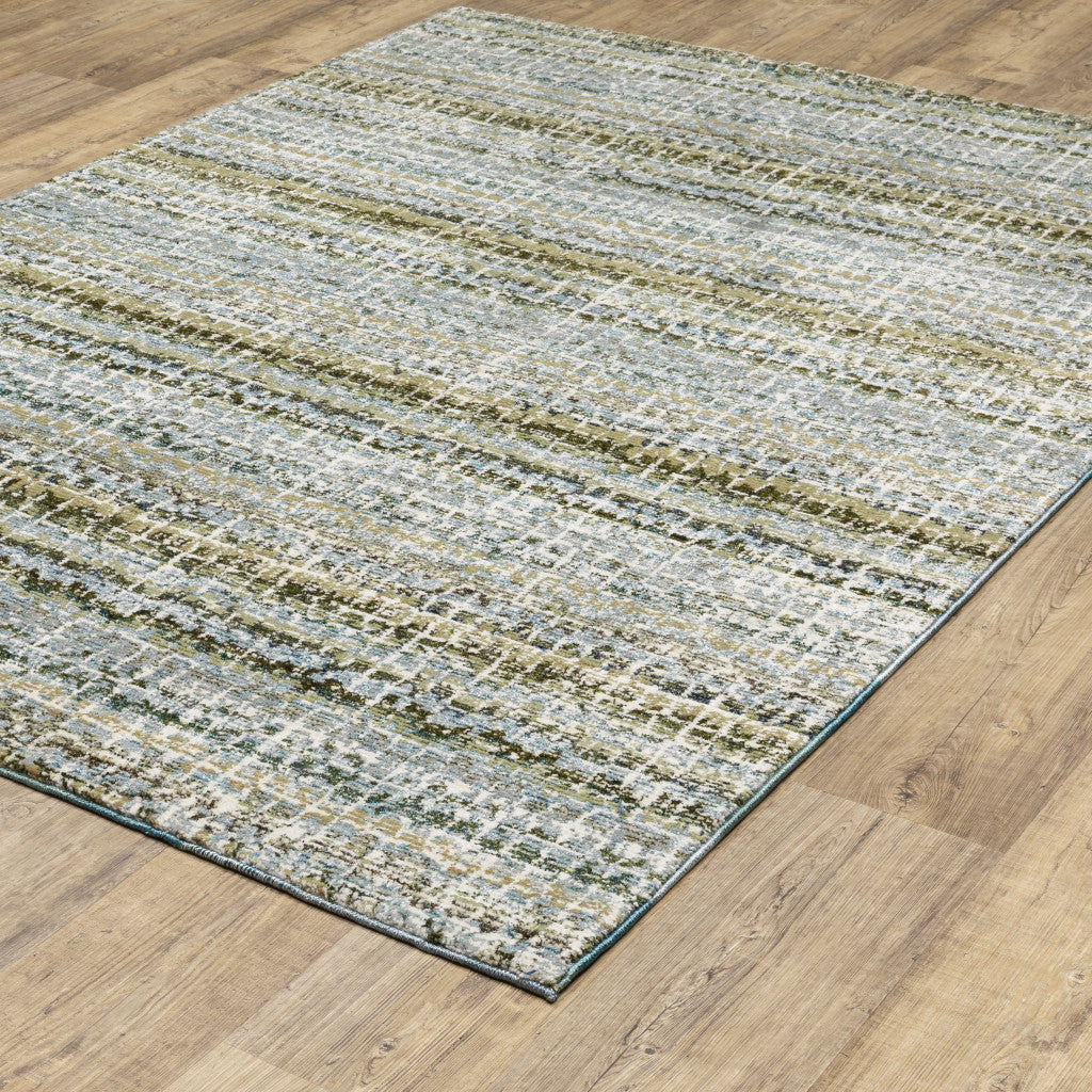 10' X 13' Blue and Ivory Abstract Power Loom Area Rug