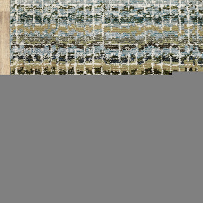 7' X 10' Blue and Ivory Abstract Power Loom Area Rug