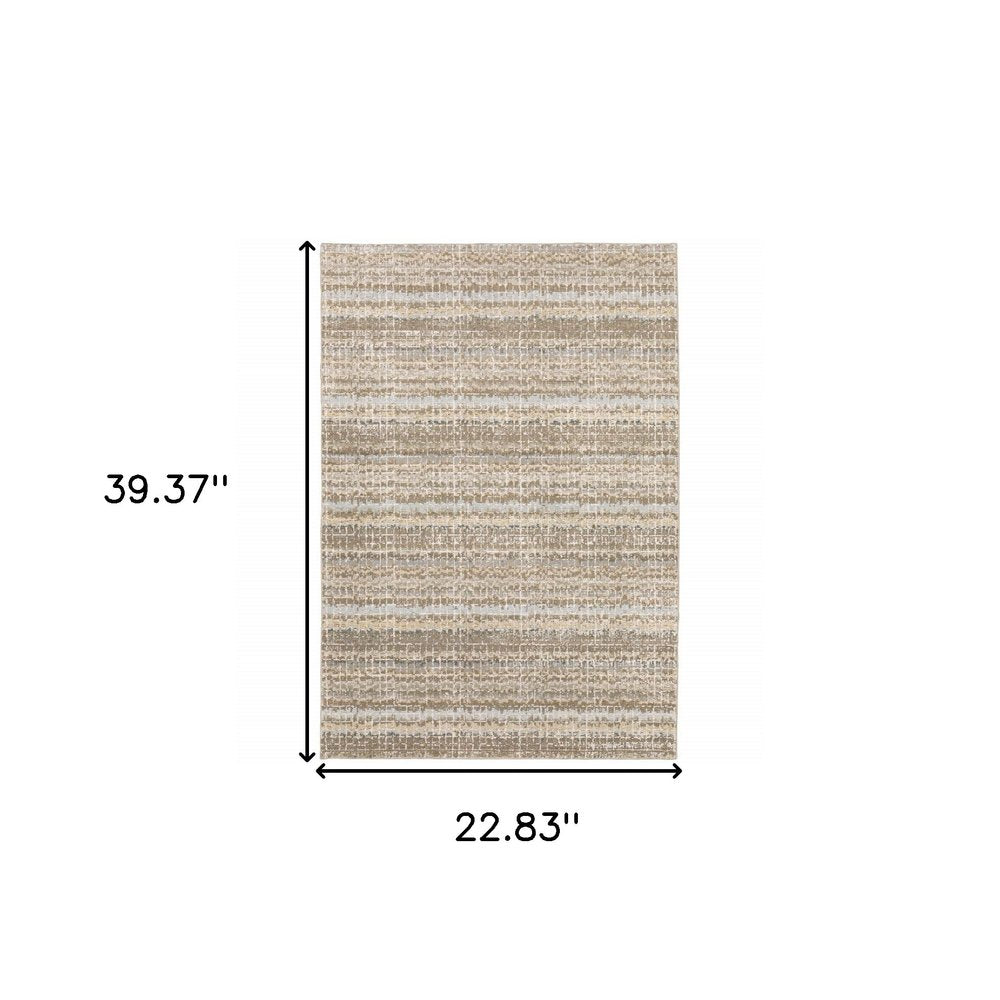 2' X 3' Ivory And Gray Abstract Area Rug