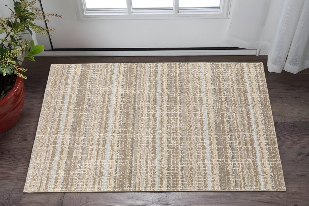 2' X 3' Ivory And Gray Abstract Area Rug