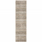 8' Runner Gray and Ivory Abstract Power Loom Runner Rug