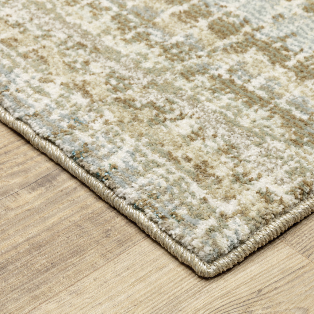 8' Runner Gray and Ivory Abstract Power Loom Runner Rug